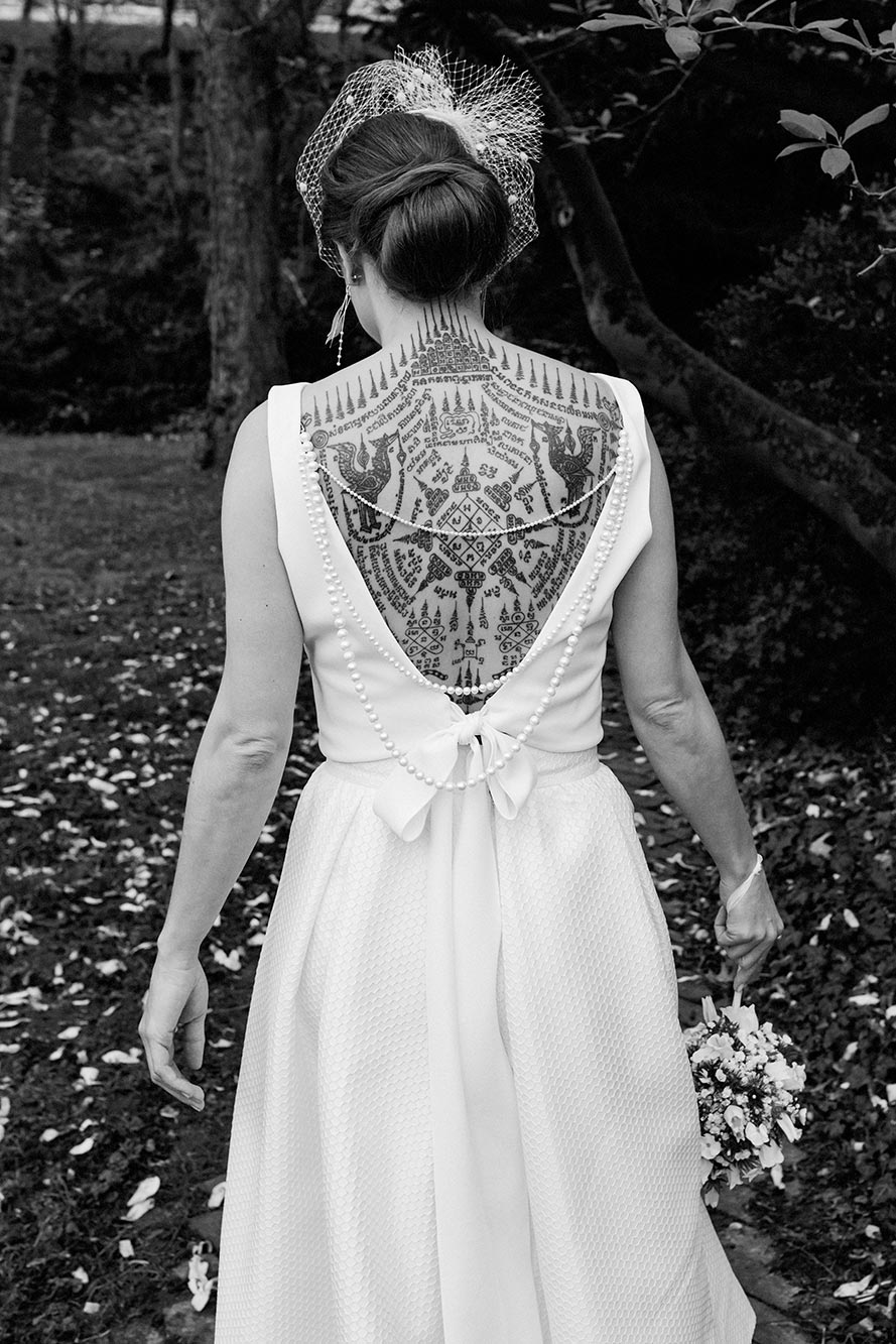 Braut Nettetal-Hochzeitskleid Tatoo Perlen